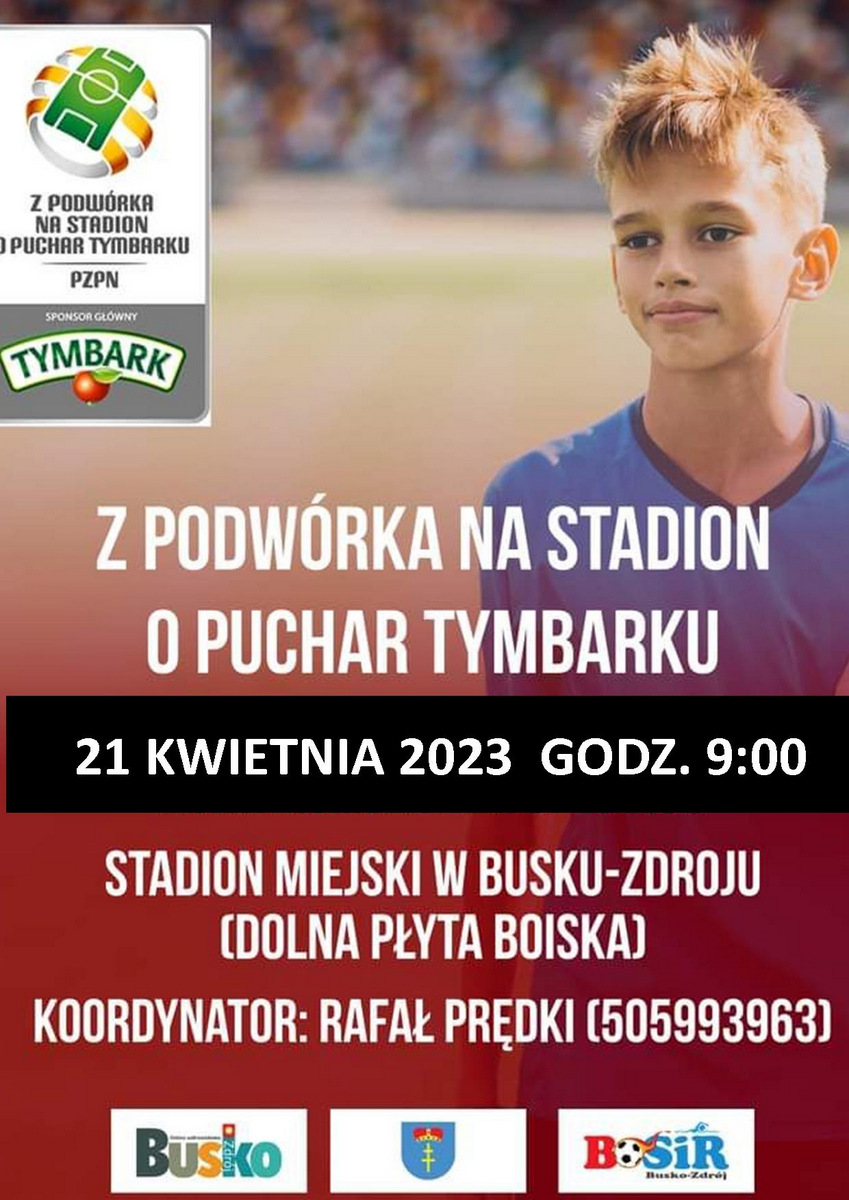 grafika promująca akcję Z podwórka na stadion, zdjęcie młodego zawodnika