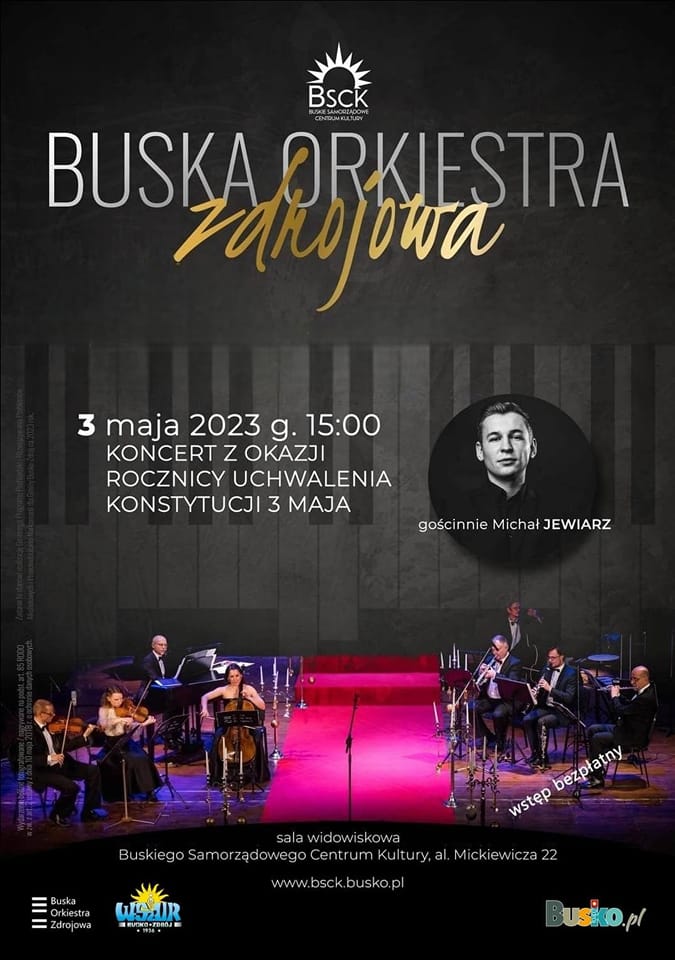 plakat promujący koncert Buskiej Orkiestry Zdrojowej