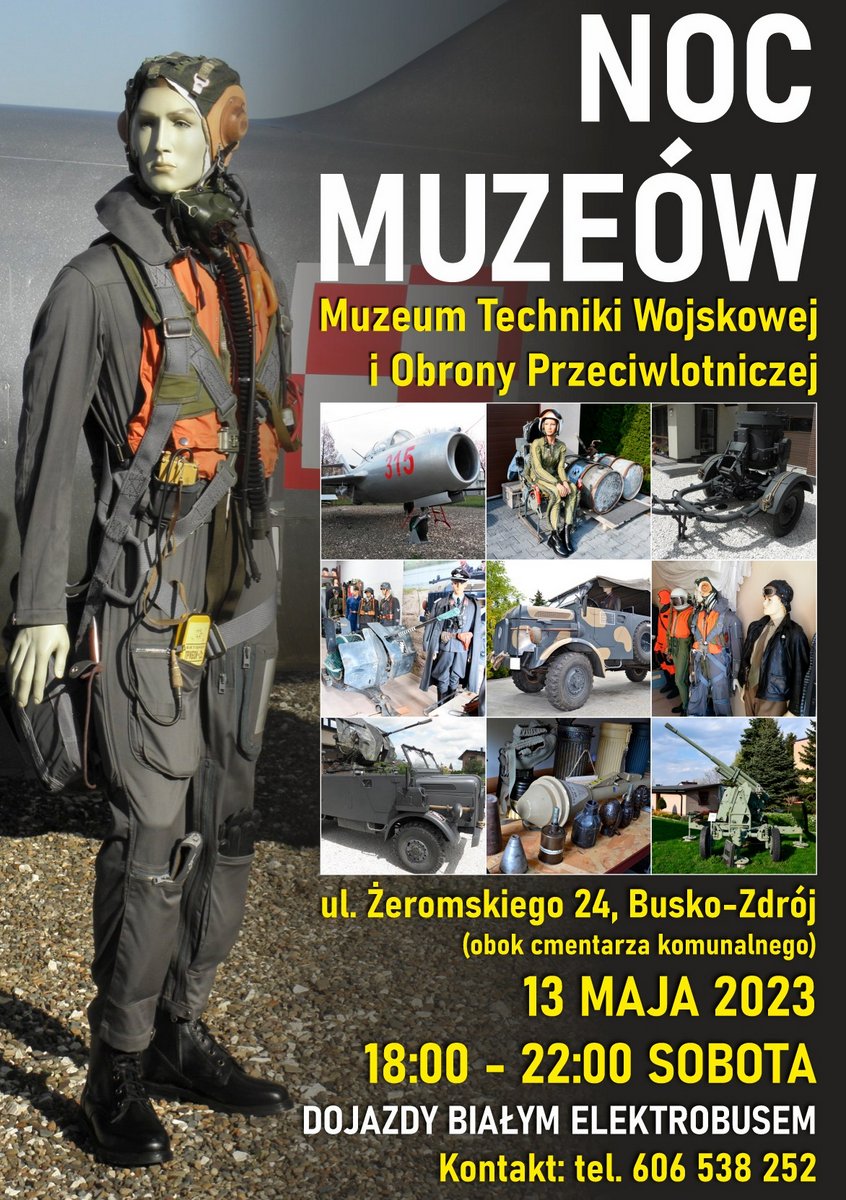 grafika promująca noc muzeów w Muzeum Techniki Wojskowej i Obrony Przeciwlotniczej