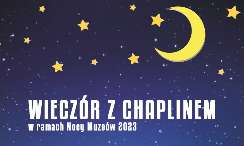 grafika promująca pokaz filmów z Charlie Chaplinem