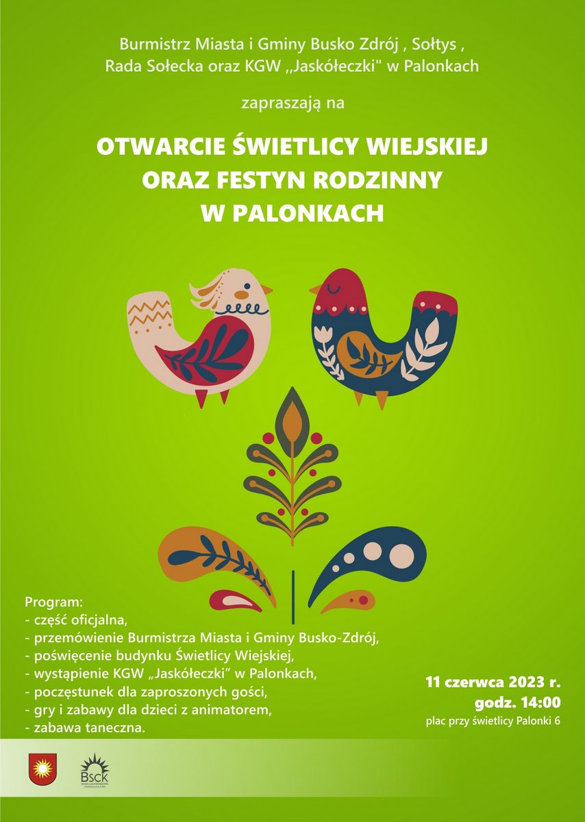 plakat promujący otwarcie świetlicy w Palonkach