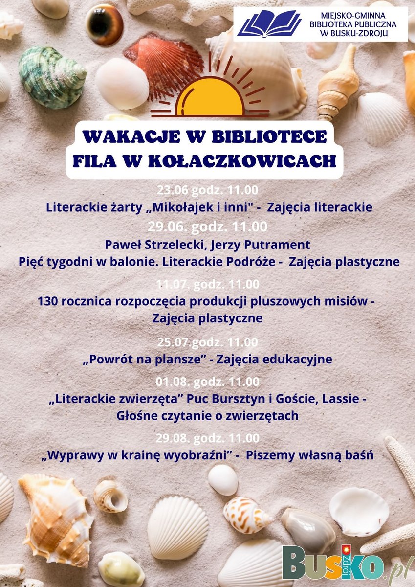 plakat z programem zajęć wakacyjnych