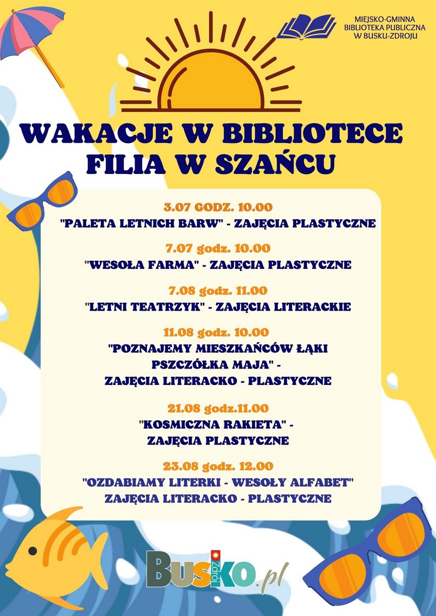 plakat z programem zajęć wakacyjnych