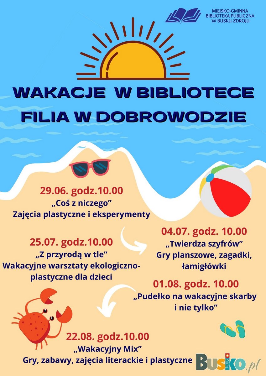 plakat z programem zajęć wakacyjnych