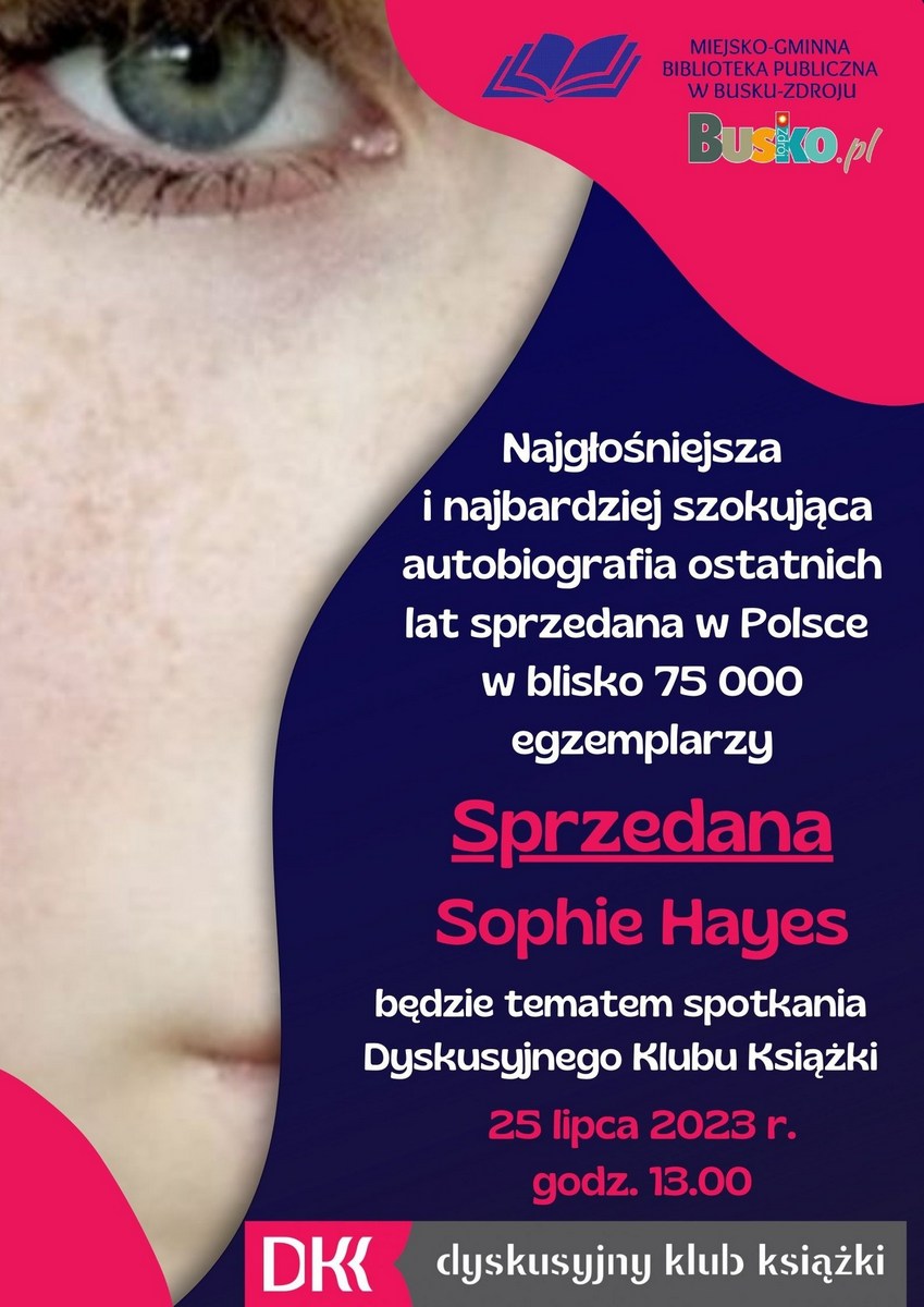 grafika promująca Dyskusyjny KLub Książki, przedstawia fragment okładki