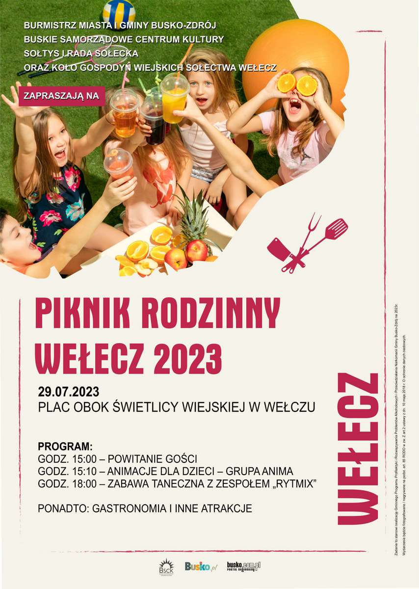 grafika promująca piknik rodzinny w Wełczu