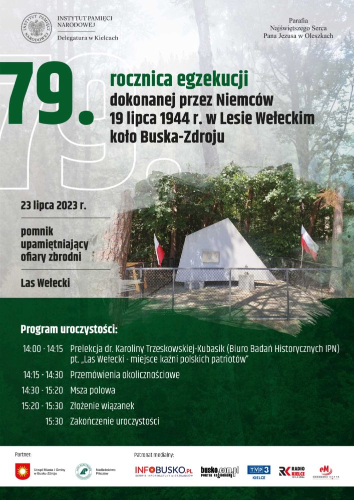 plakat ws. obchodów w lesie Wełeckim