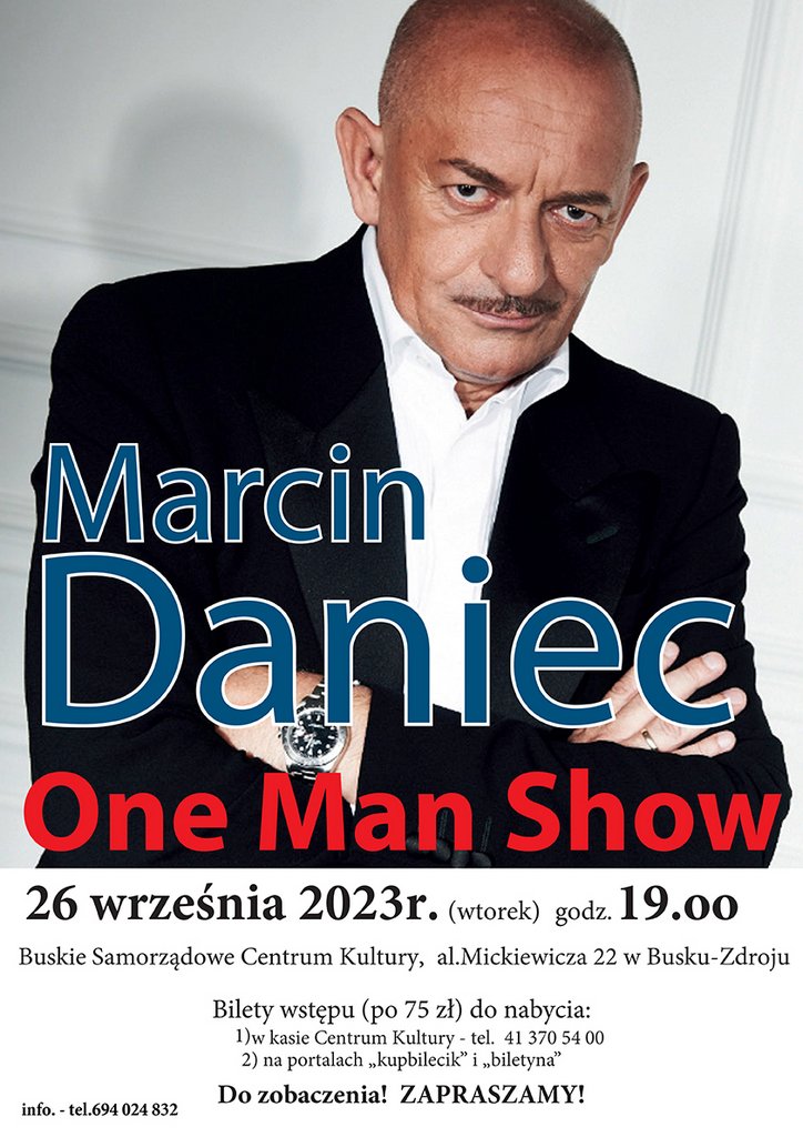 plakat promujący spotkanie z Marcinem Dańcem, zdjęcie artysty