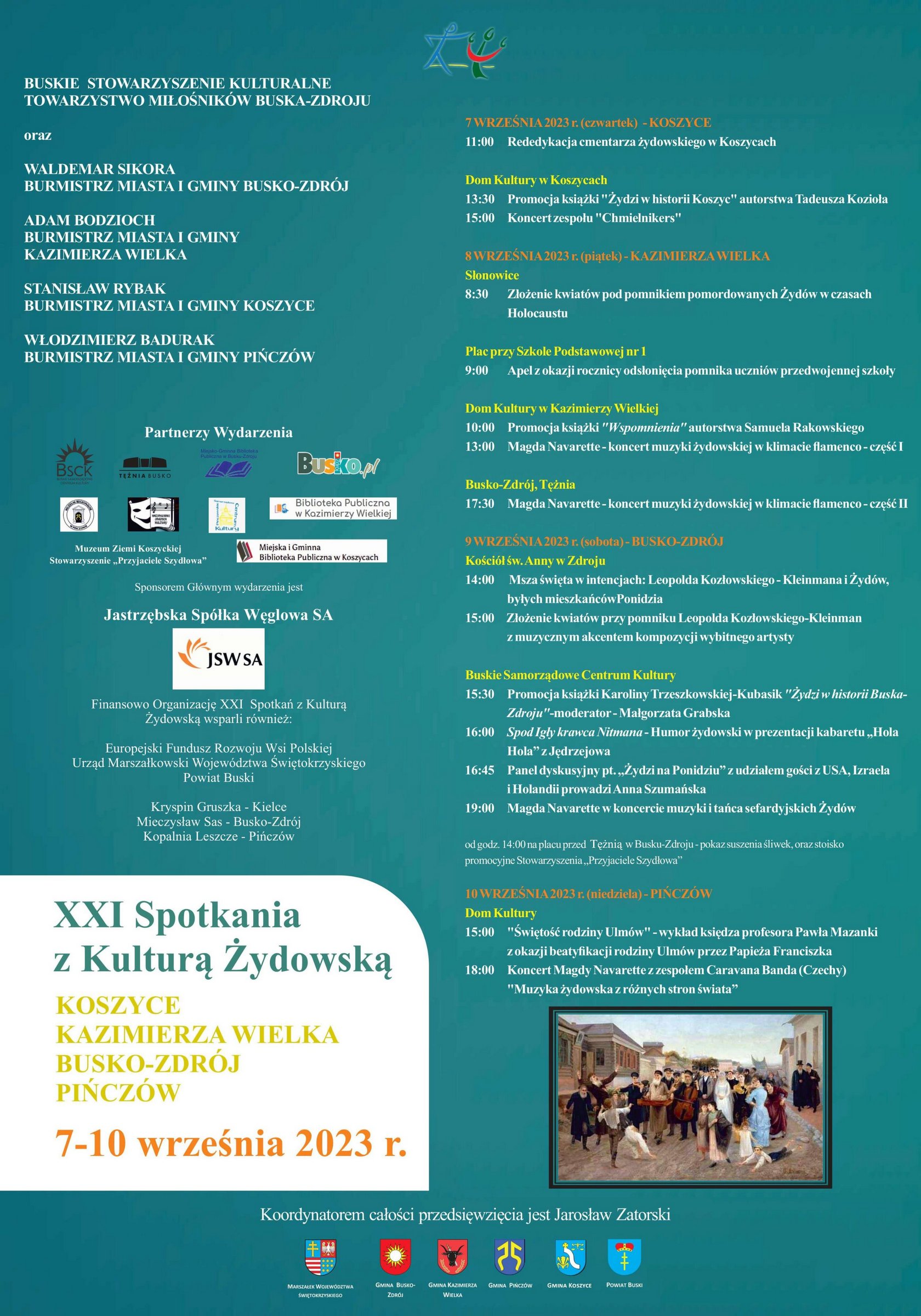 plakat z programem 21. Spotkań z Kulturą Żydowską 2023