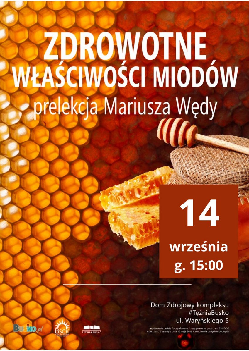 plakat promujący prelekcję nt. miodów