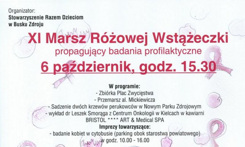 grafika promująca marsz różowej wstążeczki