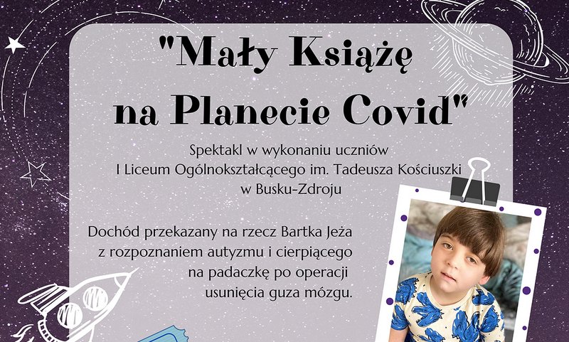 grafika promująca spektakl charytatywny Mały Książę