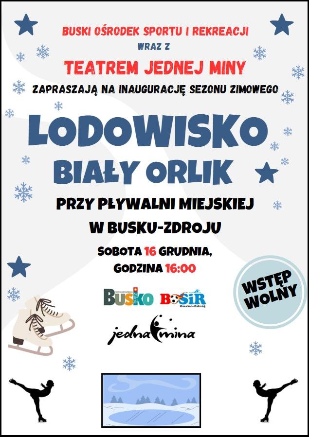 grafika promująca otwarcie lodowiska na Orliku