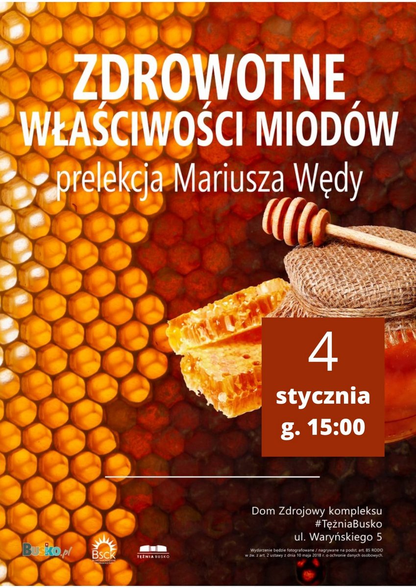 grafika promująca prelekcję nt. miodów