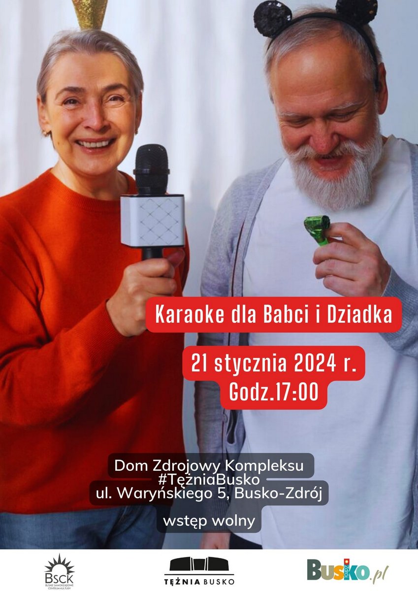 plakat promujący karaoke z okazji dnia babci i dziadka