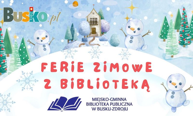 grafika promująca ferie w bibliotece