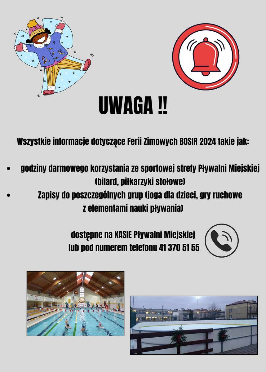 grafika promująca zajęcia podczas ferii w BOSIR