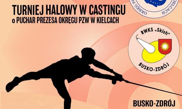 grafika promująca turniej w castingu, kontur osoby z wędką