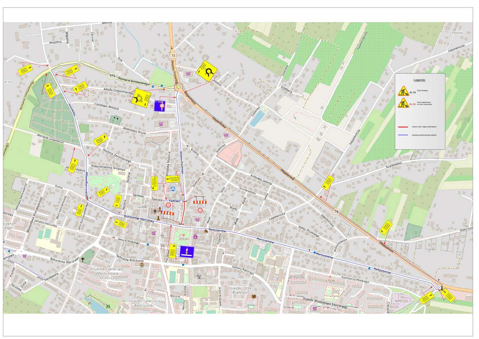 mapa poglądowa - remont drogi Wojska Polskiego