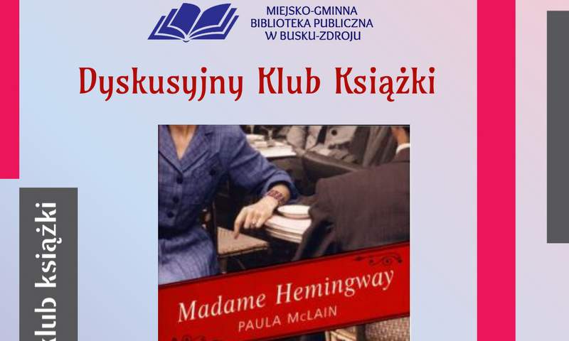 grafika promująca spotkanie klubu książki, okładka publikacji