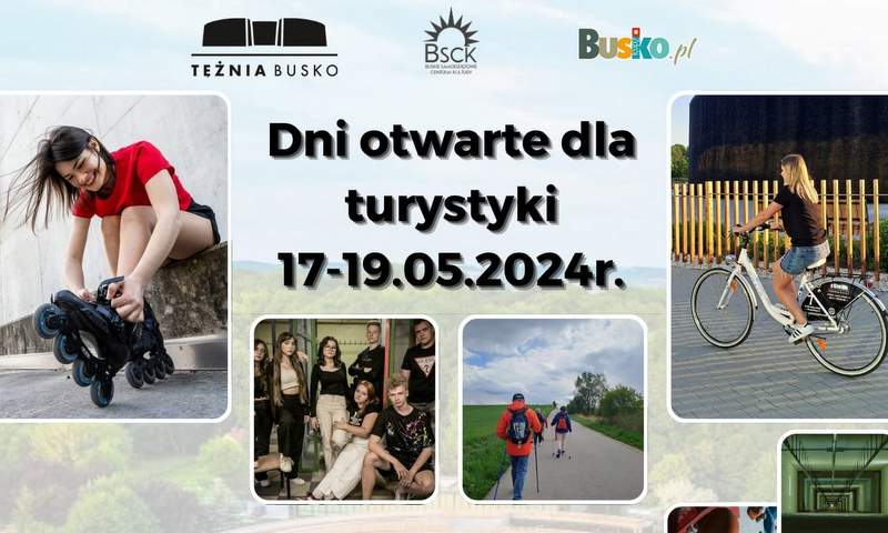 grafika promująca dni otwarte turystyki, fotografie atrakcji