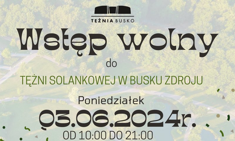 grafika informująca o darmowym wstępie do tężni