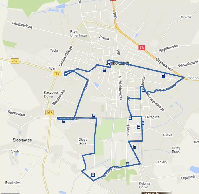 mapa 2 trasy autobusowej
