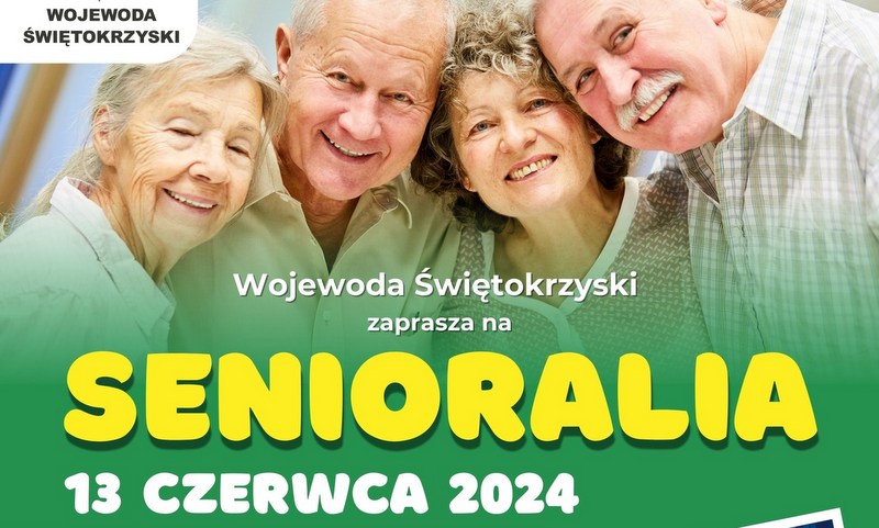 grafika promująca senioralia. fotografia starszych osób