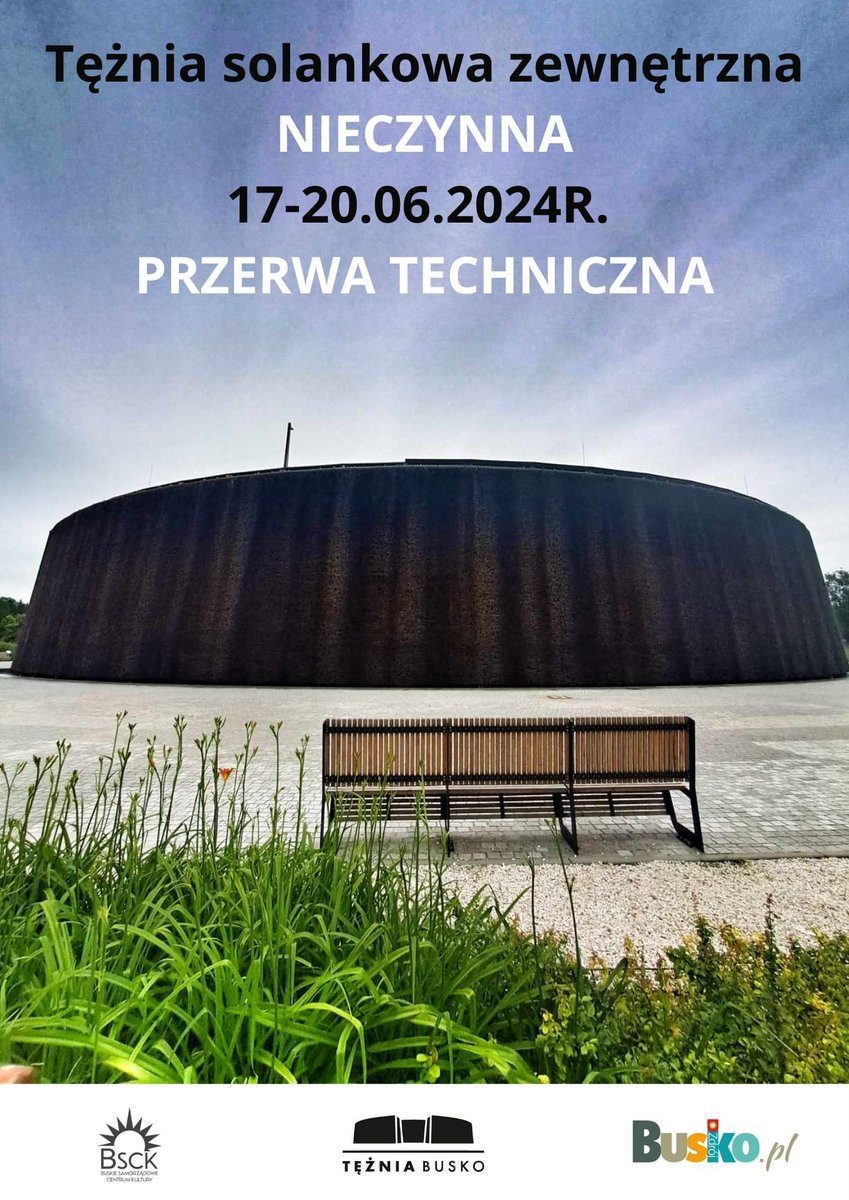 plakat informujący o przerwie technicznej w tężni