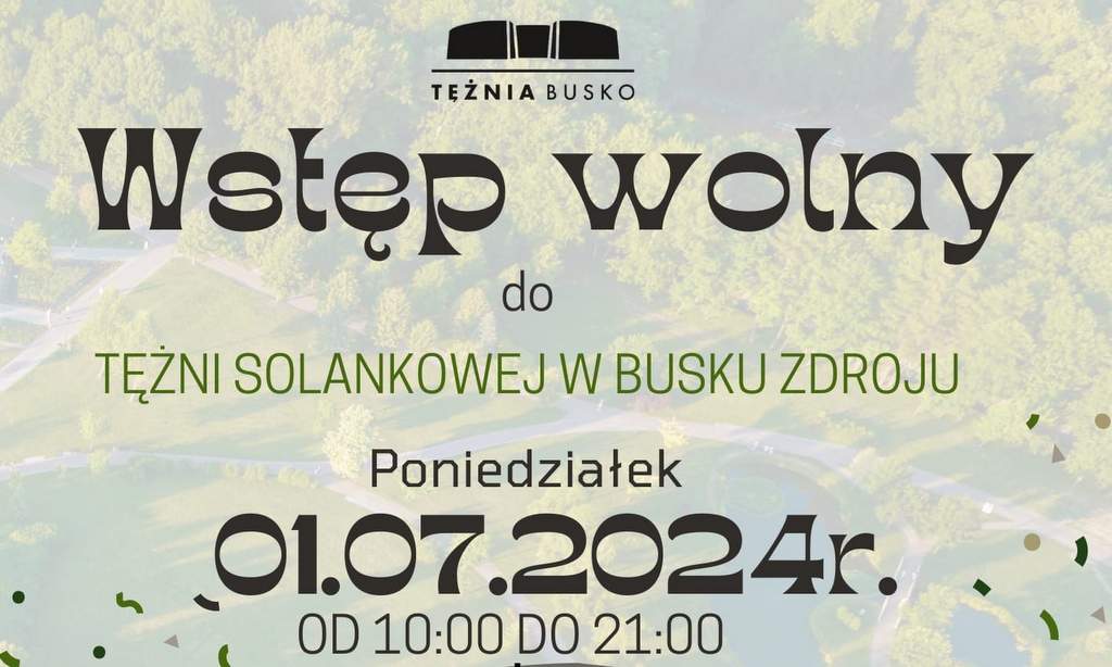 grafika informująca o darmowym wstępie do tężni