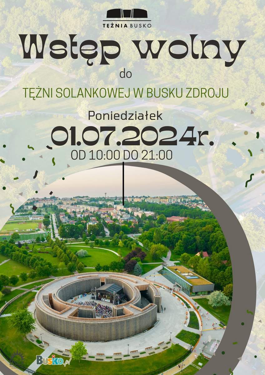 grafika informująca o darmowym wstępie do tężni