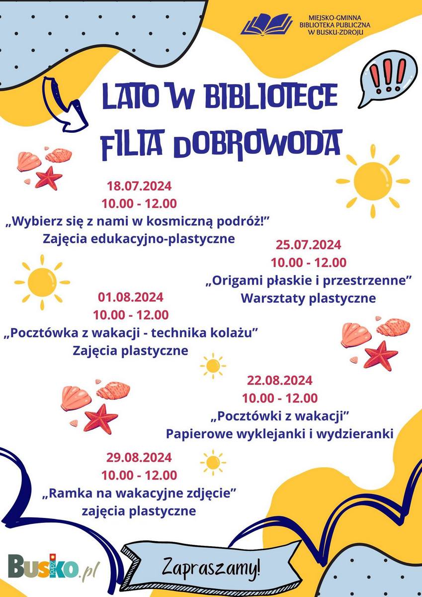 grafika promująca zajęcia w filii bibliotecznej