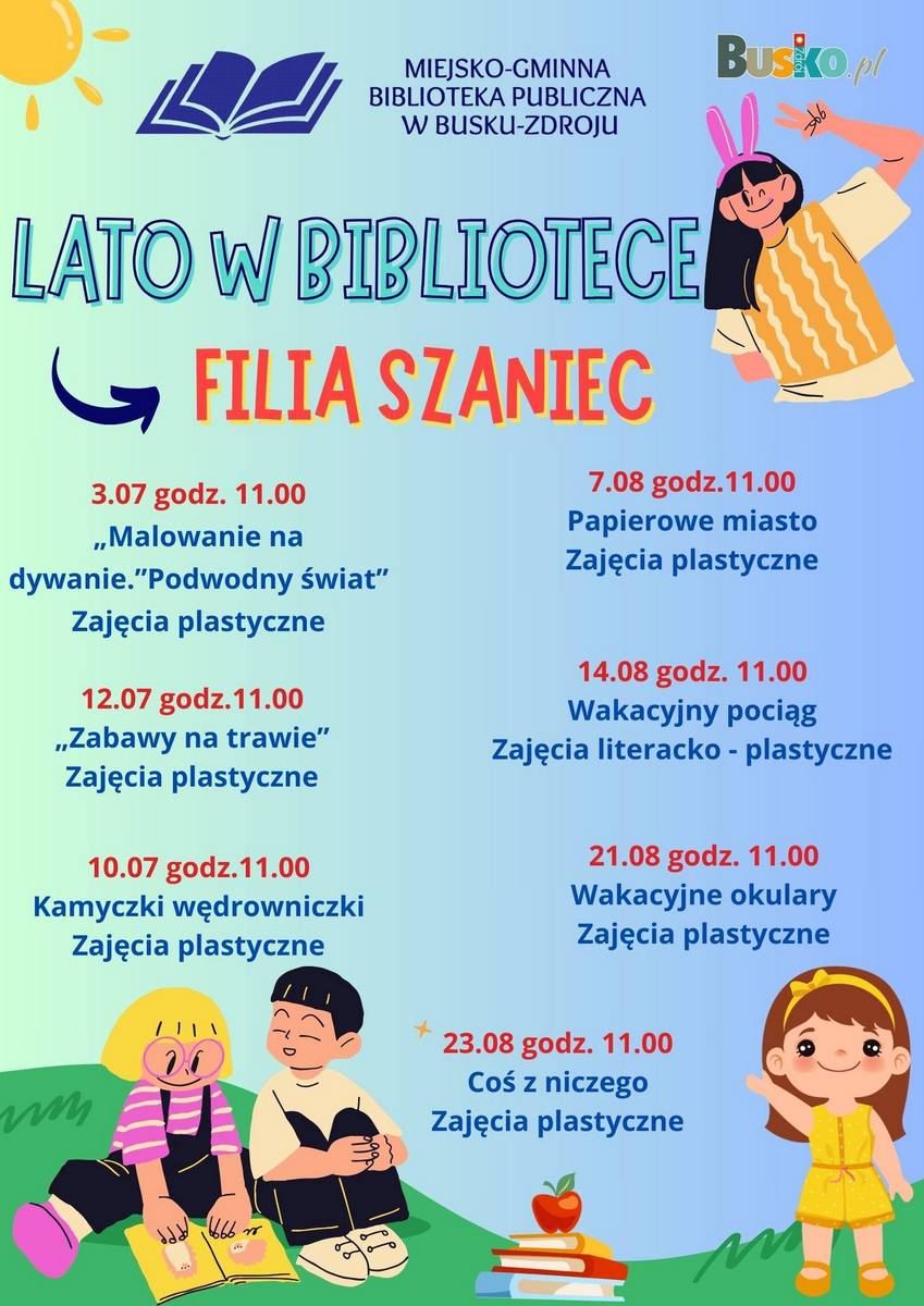 grafika promująca zajęcia w filii bibliotecznej