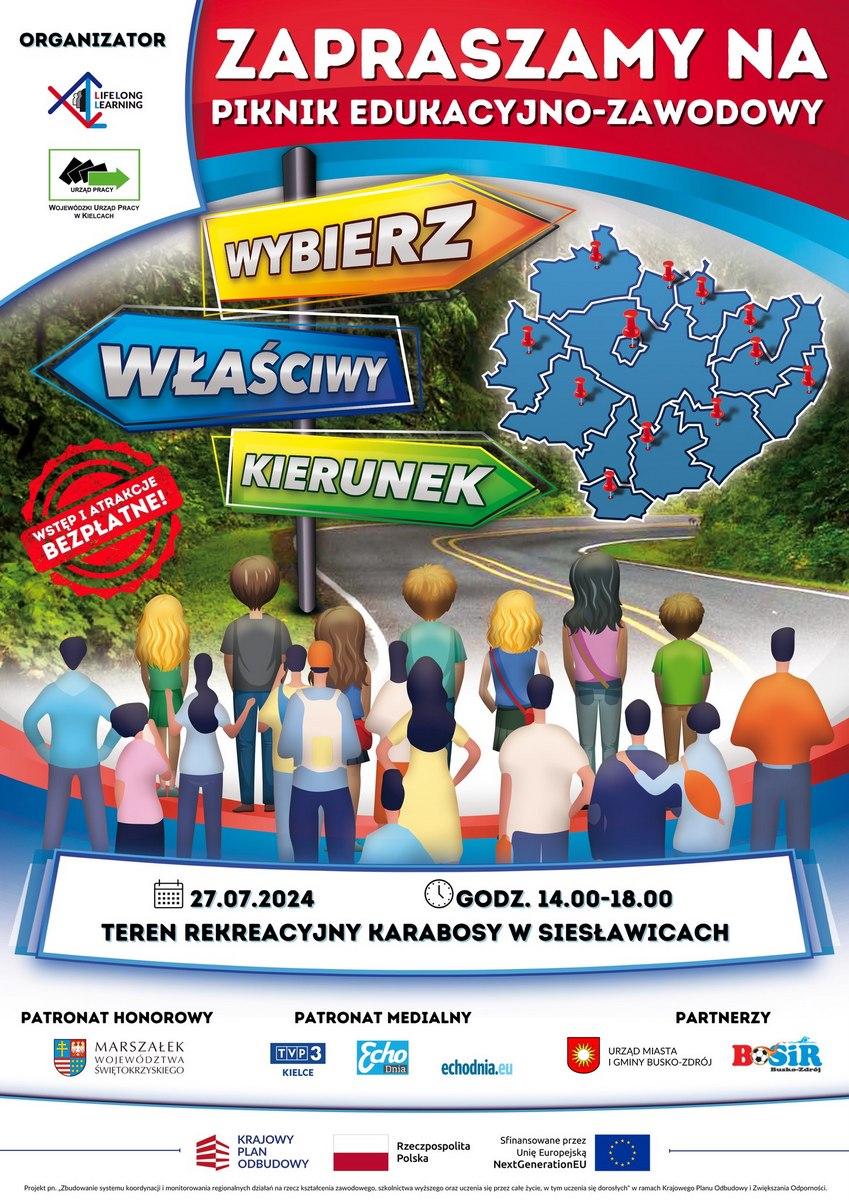 Grafika promująca piknik informacyjno - zawodowy