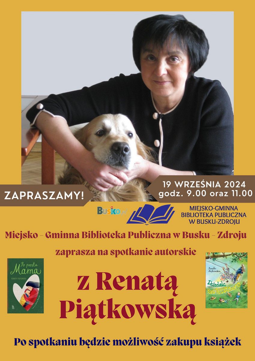 plakat promujący spotkanie z pisarką Renatą Piątkowską