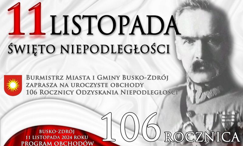 grafika z programem obchodów Święta Niepodległości 11 listopada 2024