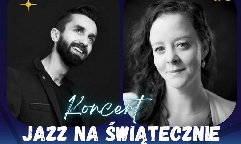 grafika promująca koncert, czarno-białe zdjęcia artystów
