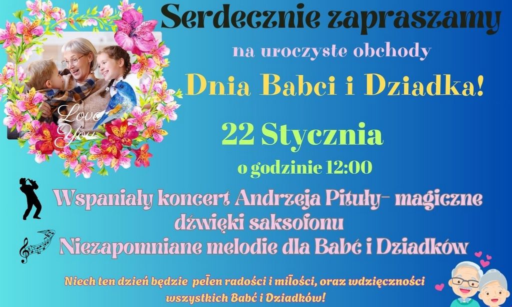 grafika promująca spotkanie z okazji dni Babci i Dziadka