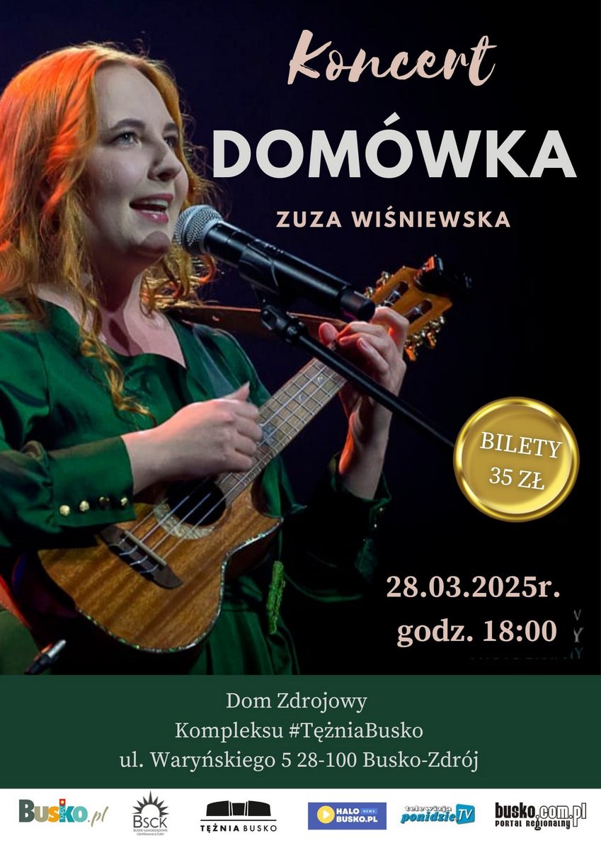 grafika promująca koncert, artystka z gitarą przy mikrofonie