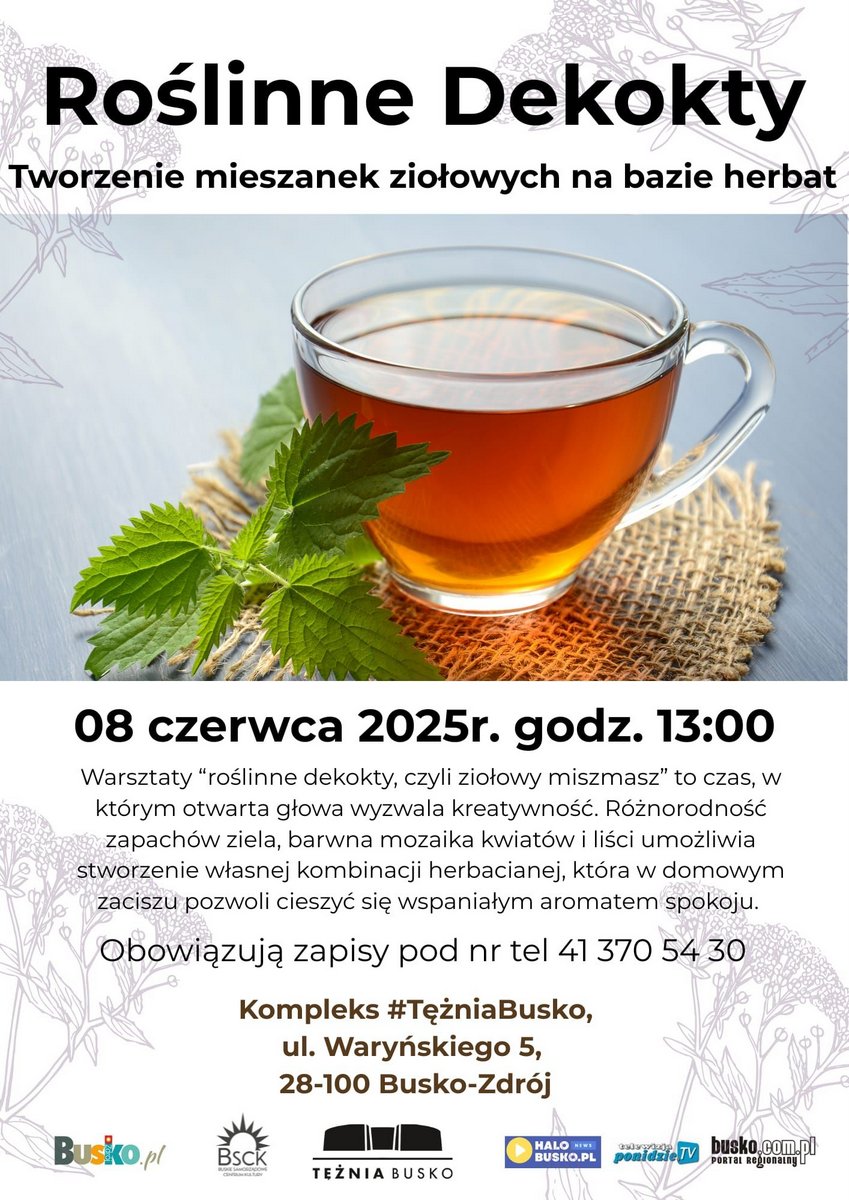 plakat promujący warsztaty dotyczące dekoktów