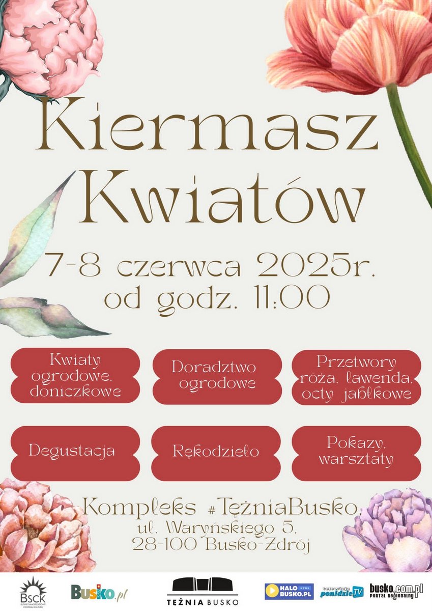 plakat promujący kiermasz kwiatów