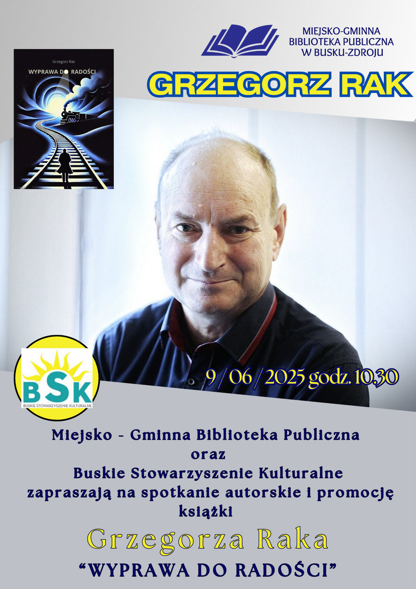 plakat na spotkanie autorskie  - Grzegorz Rak