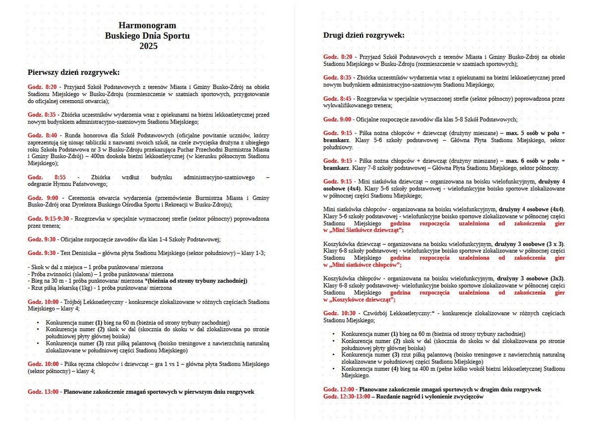 program Buskiego Dnia Sportu