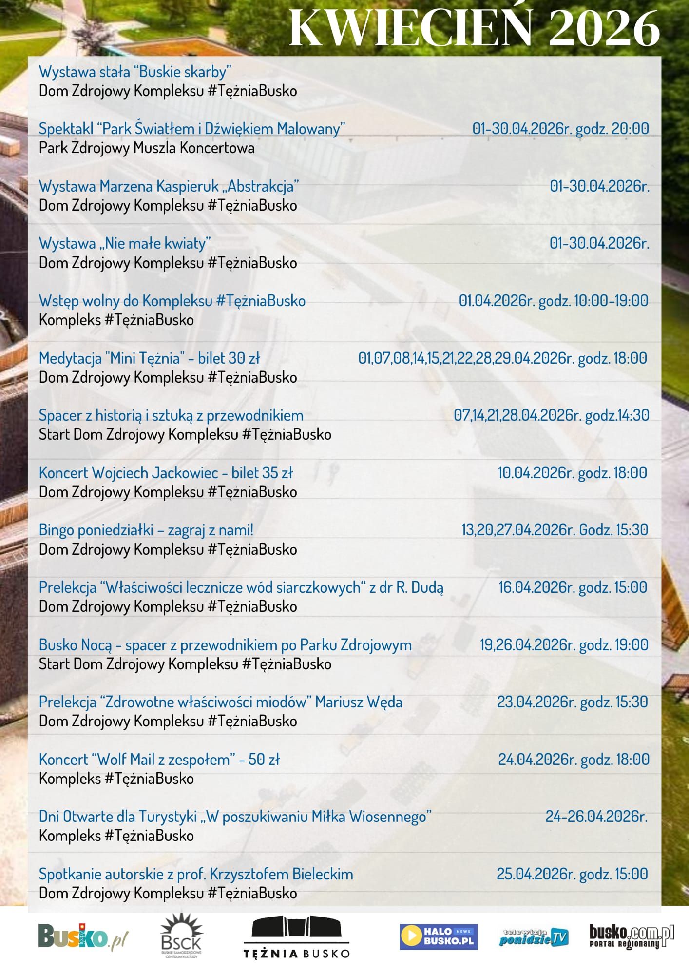 tężnia kwiecień terminarz wydarzeń
