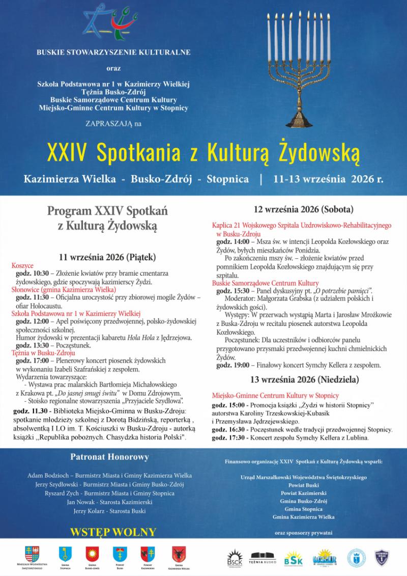 plakat z programem Spotkań z Kulturą Żydowską