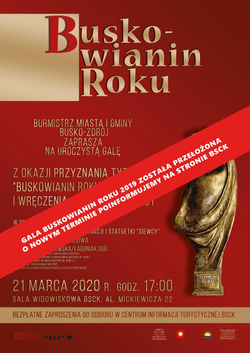 Buskowianin Roku 2019 - gala przełożona 
