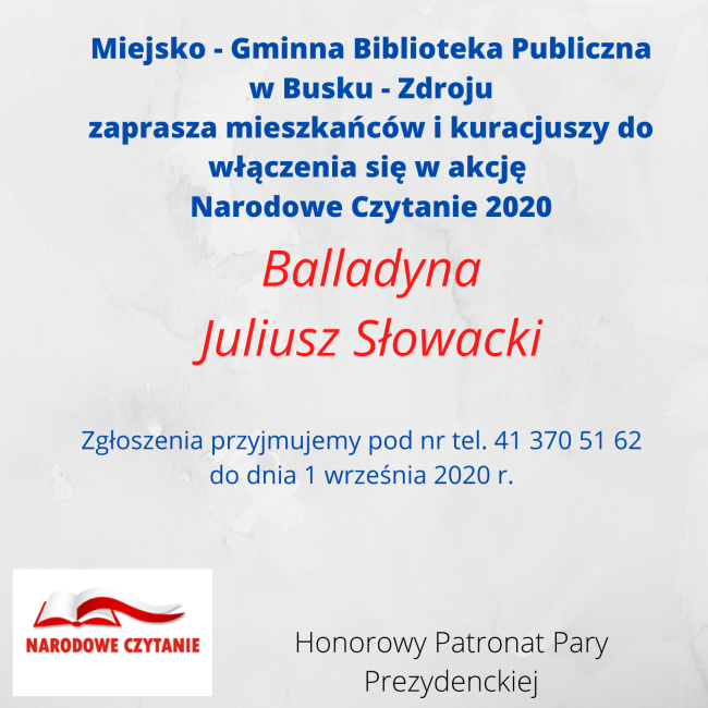 Balladyna - Narodowe Czytanie 2020