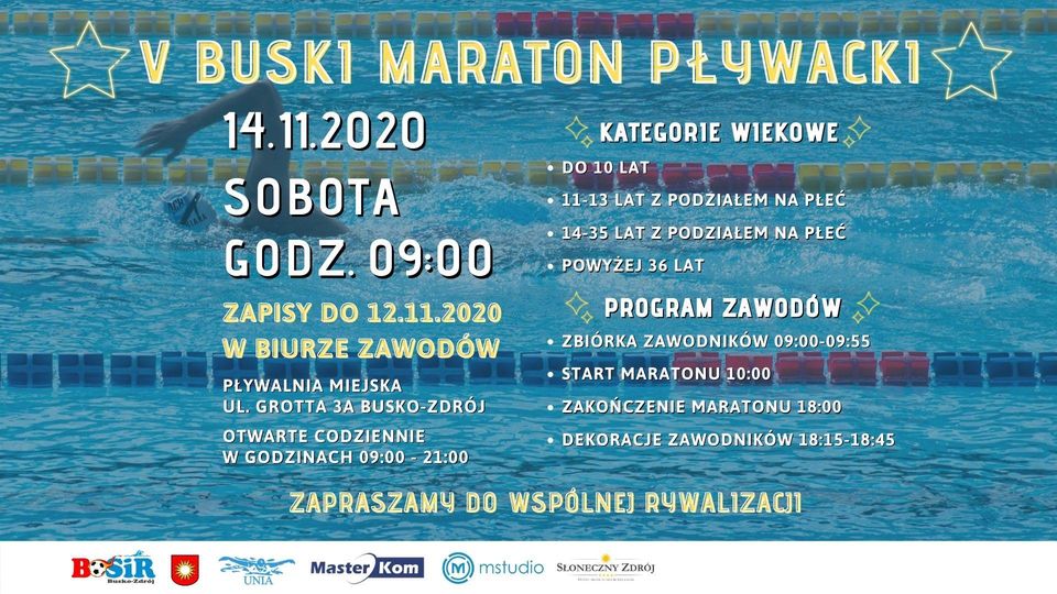 Zapraszamy do udziału w "V BUSKIM MARATONIE PŁYWACKIM"