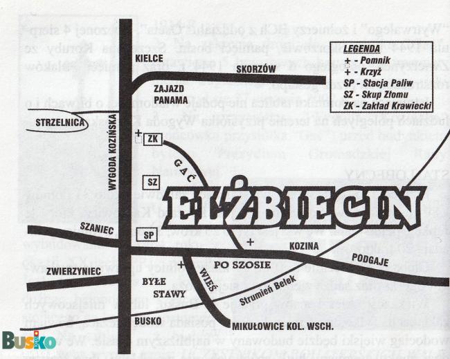 mapa sołectwa Elżbiecin