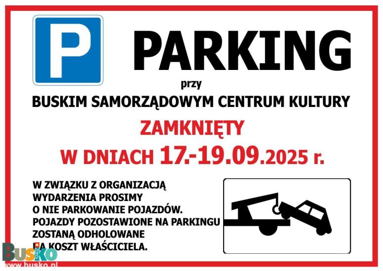 informacja parking zamknięty 